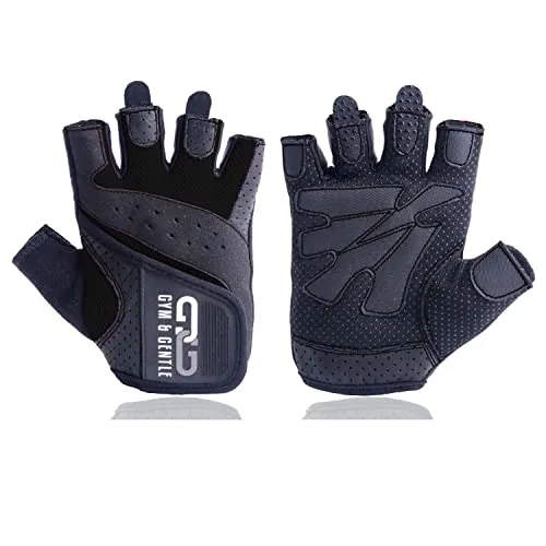 Gym & Gentle Fitness Handschuhe Damen/Herren - Trainingshandschuhe/Handgelenkstütze -Krafttraining/Bodybuilding/Crossfit (Schwarz, L)