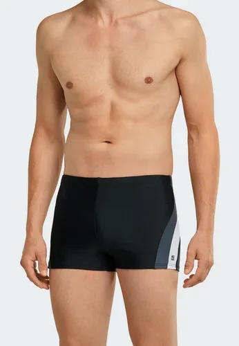 Schiesser Herren Badehose mit Bein, Schwarz, 3XL EU - Badeshorts für Herren mit seitlichen Streifen in kontraststarken Farben und komfortablem Innenslip für besten Tragekomfort am Strand oder Pool.