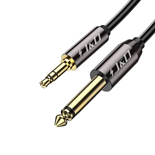 J&D 6,35mm 1/4 Zoll TS auf 3,5mm 1/8 Zoll TRS Kabel, Gold-Plated 1/4 Männlich zu 3.5 mm 1/8 Männlich Mono Verbinden Heavy Duty Stereo Aux Jack Adapterkabel - 1 Meter