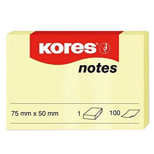 Kores N46057 Haftnotizen Notes, 75 x 50 mm, 100 Blatt, gelb