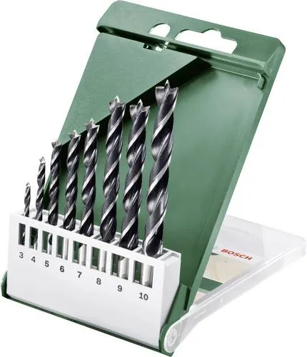 Bosch Accessories 8tlg. Holzspiralbohrer-Set - Bohrersets für Weich- und Hartholz, mit Zentrierspitze und Schulterschneider für punktgenaues Anbohren, ideal für präzise und saubere Ergebnisse.