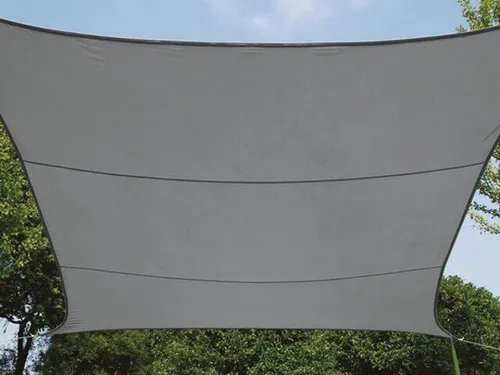 Perel Sonnensegel 3.6 x 3.6 m, Dunkelgrau - Sonnenschutz aus wind- und wasserdurchlässigem HDPE, ideal für Garten, Balkon oder Terrasse. Blockt 90% der UV-Strahlen und verhindert Hitzestau.