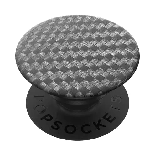 Popsocket PopGrip - Ausziehbarer Sockel und Griff für Smartphones und Tablets mit einem Austauschbarem Top - Carbonite Weave, schwarz, silber, universal, 800549