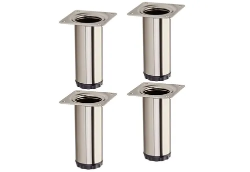 SO-TECH® Möbelfuß 4 Stück BRAVO Höhe 100 mm (10 mm) Ø 40 mm Edelstahloptik, höhenverstellbar aus Stahl, belastbar bis 50 kg pro Stützfuß