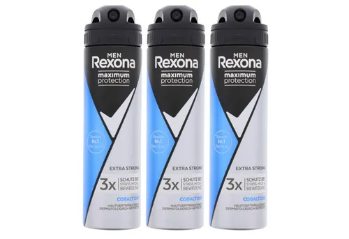 Rexona Bodyspray 3 x Rexona Deo Men Maximum Protection Cobalt Dry Anti Transpirant Spra
