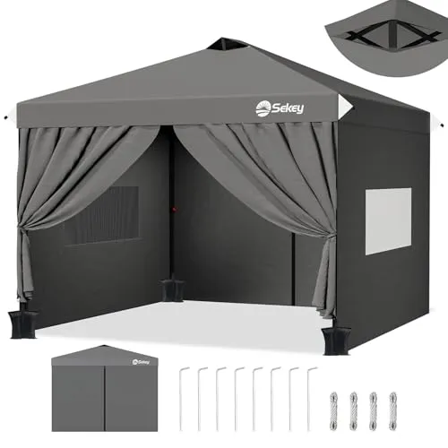 Sekey Premium Faltpavillon 3x3m Wasserdicht & Winterfest, Pop Up Pavillon mit 4 Seitenwänden und Einweg-Privatsphäre-Fenstern – Innen Sichtbar, Außen Blickdicht, Stabiler Rahmen, Verdickte Rohre