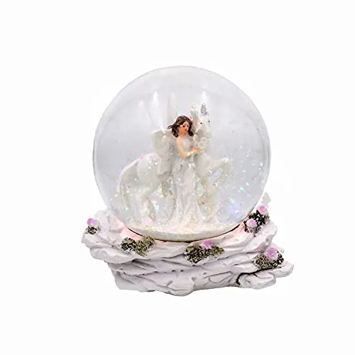 Geschenkestadl Schneekugel Einhorn mit (Elfe Steht)