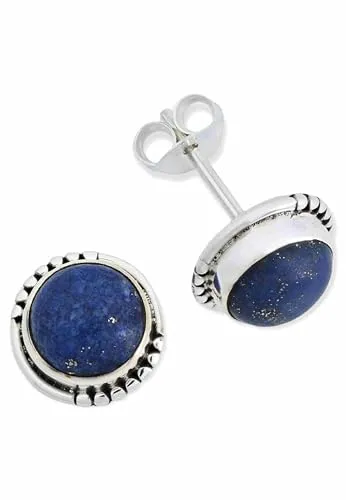 Ohrstecker 925 Silber Lapis Lazuli blauer Stein Edelstein Ohrringe echt Silber Damen Sterling Silber Stecker Geschenk(MOS-066-06)