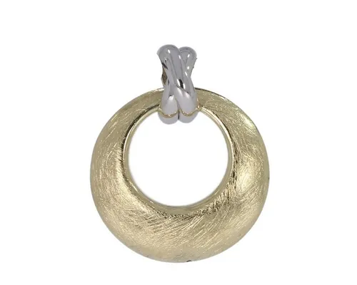 XEN Runder Anhänger - Kettenanhänger aus 925 Sterling Silber, teilweise vergoldet, mit Eismattierung und zwei verschlungenen Ösen – ein elegantes Schmuckstück in stilvoller Verpackung.