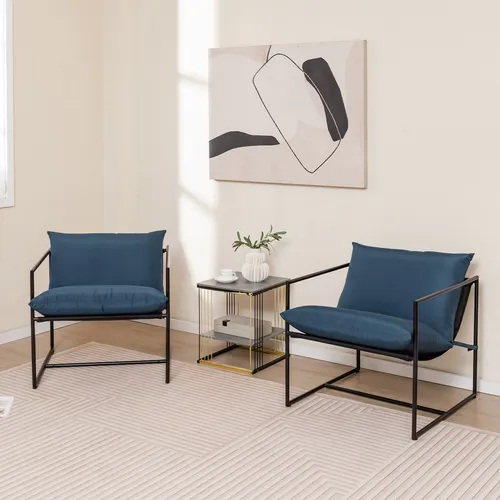 2er Set Loungesessel Gartenstühle Balkonstühle mit Sitz- und Rückenkissen