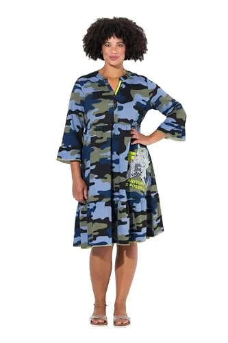 Angel of Style Damen große Größen Übergrößen Plus Size Jerseykleid, A-Linie, Ziersteinchen, Camouflage schilfgrün 44 835399196-44