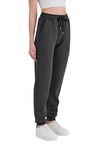 COMEOR Jogginghose Damen Baumwolle – Sporthose Frauen Trainingshose,Yogahose, Freizeithose Lang, Bequeme Laufhose mit Elastischem Rippbündchen, Jogging Sweatpants (Dunkelgrau, XL)