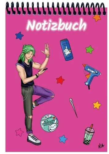 A 5 Notizblock Manga Quinn, pink, liniert Spiralbindung, Notizblock, Tagebuch...