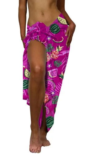 King Kameha Sarong Flamingo Melone Funky Hawaii-Sarong Pareo Cover-Up Strand Damen Bikini, Pareo Cover-Up