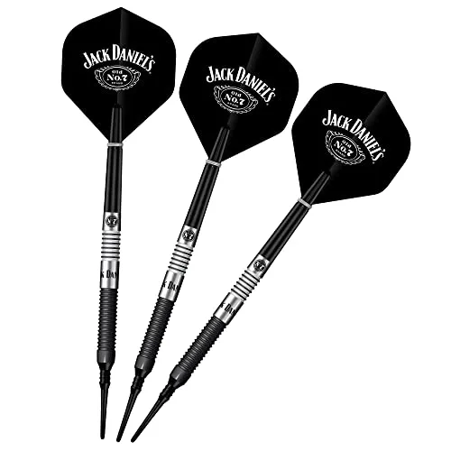 Jack Daniel's Offiziell lizenziertes Dart-Set mit weicher Spitze, 90 % Wolfram, schwarzes Titan, 20 g (D9879)