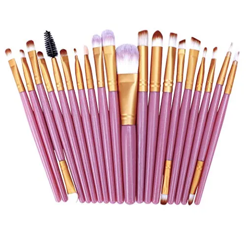 Make up Pinsel Set, Augenpinsel Pinselset 20 Stück Premium Kosmetik mit Synthetisches Haar Pinselset, Foundation Blush Eyeshadow Eyeliner Kompaktpuder Abdeckcremes Die Schönheit Tools(Rosa Gold)