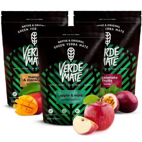 Produktbild Mate Tee Set 1,5 kg Fruchtiges Yerba Verde Mate Mango Tropische Apfel 3 x 500 g