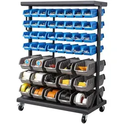 VEVOR Mobiles Fahrregal mit Stapelboxen Set, 7 Ebenen für Werkstatt & Garage