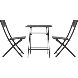 Outsunny Garten-Bistroset - 3-teilig in kaffeebraun - Gartenmöbel-Set aus wetterfestem Polyrattan, ideal für Balkon und Garten. Genießen Sie entspannte Momente bei Kaffee oder geselligen Gesprächen.