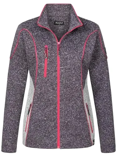 Rock Creek Damen Fleecejacke warm Übergangsjacke Windbreaker Fleece Jacken Outdoorjacke Stehkragen Damenjacke Melange Fleecejacke Sweatjacke Pullover D-499 Violett 3XL