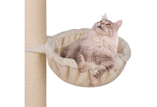 Happypet Kratzbaum - Belastbar bis 15 kg, Ø 45 cm, Creme - Kratzbaum für Katzen, aus 600g Plüsch gefertigt, bietet optimalen Komfort und Stabilität für Katzen bis 15 kg. Ideal für ein gemütliches Zuhause.