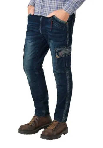 Timezone Herren Cargo Jeans ROGERTZ - Regular Fit, Mid Waist, Blau, Größe 40W/32L - Moderne Herren Cargohose von Timezone in Blau - ideal für jeden Anlass. Bequem mit normaler Leibhöhe und aus 98% Baumwolle, perfekt für den Alltag.
