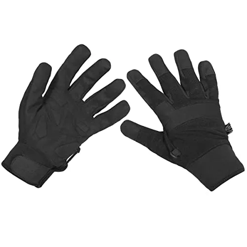 MFH Herren Security Neoprene Handschuhe Schwarz Größe XL - Hochwertige Sicherheits-Handschuhe mit elastischem Klettverschluss, ideal für Outdoor-Aktivitäten und Touchscreen-fähig, perfekt für den vielseitigen Einsatz.