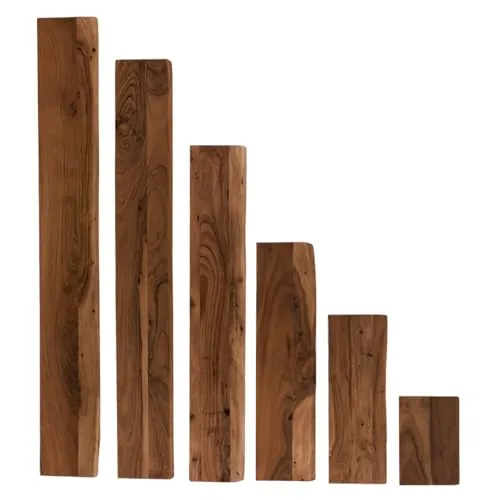 trelevo Wandregal 90x20 cm Akazienholz massiv nussbaumfarben Baumkante