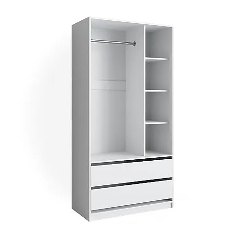 Vicco Kinderkleiderschrank Elmo 100 x 200 cm - Kinderzimmermöbel mit praktischem Hängebereich, Schubfächern und verstellbaren Regalen. Ideal für eine kindgerechte und offene Aufbewahrung im Kinderzimmer.