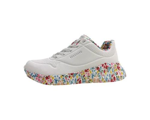 Skechers Damen-Sneaker UNO LITE - SUBTLE PRINTS in Weiß-Multicolor - Trendige Skechers Damen Sneaker mit flexibler, rutschhemmender Laufsohle und super weicher Memory-Foam-Dämpfung. Ideal für den Alltag und kombinierbar mit verschiedenen Outfits.