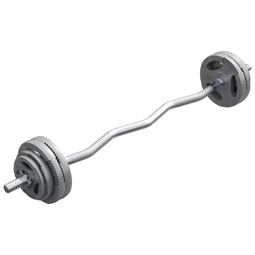 GORILLA SPORTS Hantel-Set 35kg mit SZ Curlstange - Hantelset mit 35 kg aus Gusseisen, ideal für effektives Krafttraining und zur Vermeidung von Krämpfen durch spezielle SZ-Form.