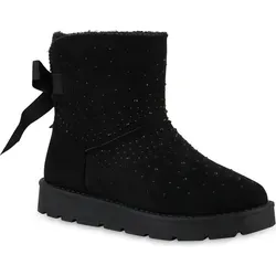 VAN HILL Damen Warm Gefütterte Winter Boots - Wanderschuhe für Damen, warm gefüttert für besten Komfort im Winter, mit stylishen Details wie Strass und Schleifen.