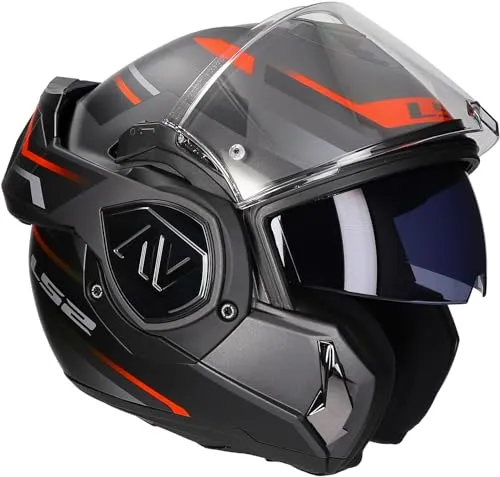 LS2 FF906 Advant Kuka Helm - Schwarz-Rot, Größe M für Männer - Motorradhelm mit Emergency-Release-System und 180° rotierendem Kinnbügel für maximalen Komfort und Sicherheit.