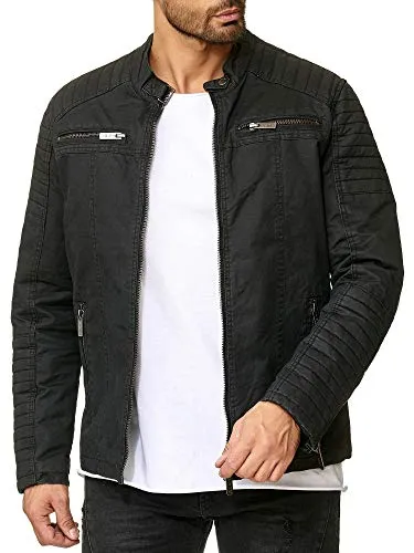Redbridge Robuste Bikerjacke – Lässige Übergangsjacke Schwarz 3XL - Funktionsjacken: Robuste Bikerjacke mit praktischen Reißverschlusstaschen und stylischem Stehkragen, ideal für Frühling und Herbst.