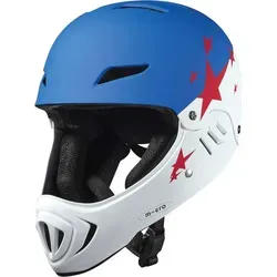 MICRO Helm RACING weiß/blau - AC2132 - Motorradhelm für Kinder, sicher und stylisch im Racing-Design, ideal für junge Motorsportfans.