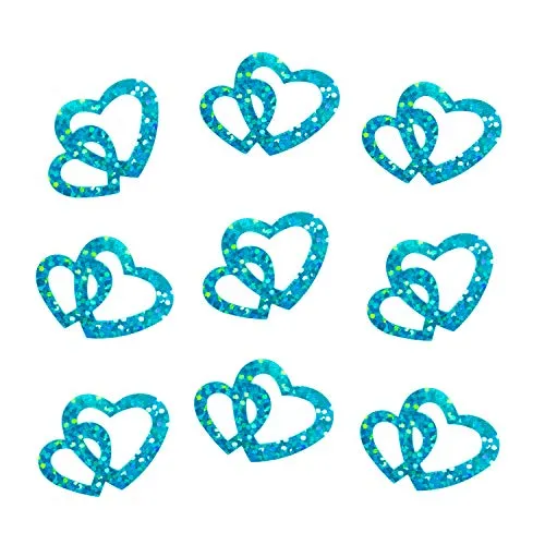 Oblique-Unique® 100 Stk Deko Doppel Herzen - Farbwahl (Türkis Glitzereffekt)