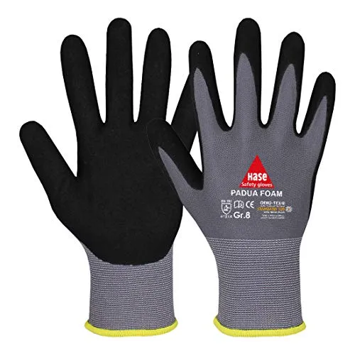Hase Sicherheitshandschuhe Padua Foam Größe 7 - 10 Stück - Robuste Schutzhandschuhe aus Nitrilschaum, ideal für vielseitige Anwendungen. Hoher Tragekomfort und optimale Griffigkeit für sicheres Arbeiten.