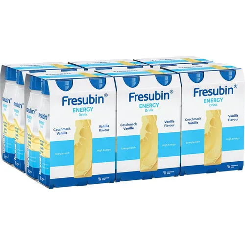 Fresubin Energy Drink Vanille 24 x 200 ml - Arzneimittel: Eiweißreiche, hochkalorische Trinknahrung mit 300 kcal pro Flasche, ideal bei Appetitlosigkeit und erhöhtem Energiebedarf, laktose- und glutenfrei.