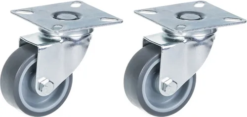 50mm 2" castor grey rubber tyre, swivel, 80kg capacity, set of 2