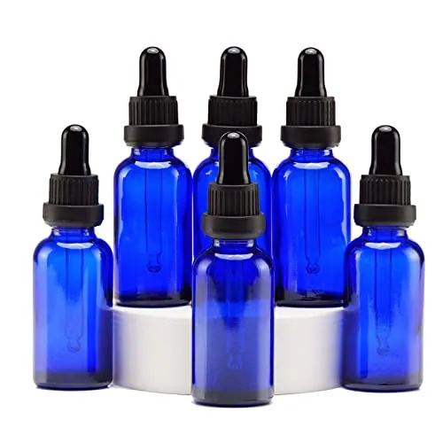 YIZHAO Pipettenflasche 30ml Blau, Apothekerflasche mit [Dropper Pipette Glas], Tinktur Flaschen für Ätherische Öl,Parfümöle,Aromatherapie,Düfte,Flüssigkeit – 6Pcs