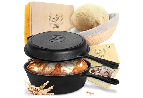 Krustenzauber Brotbackform 26cm Gusseisen in schwarz von Krustenzauber