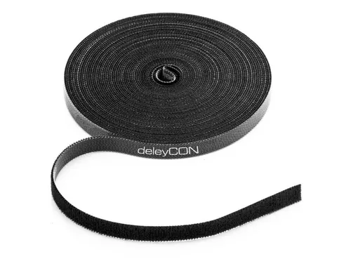 deleyCON deleyCON 10m Klettband Rolle 10mm Breit Kabelbinder Klettverschluss Stromkabel