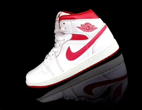 NIKE AIR JORDAN 1 MID SE -White&Red- weiß/rot Mid Top Sneaker Gr.42,5
