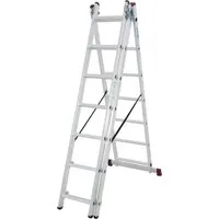 KRAUSE Vielzweckleiter Corda 3x7 Sprossen - Leiter für innen und außen, aus leichtem Aluminium, bis 150 kg belastbar und zusammenklappbar für einfachen Transport und Lagerung.