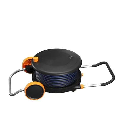 Fiskars Comfort Waterwheel Schlauchwagen 31.5m - Gartenschlauchwagen mit 30 m Schlauch und integriertem Zubehörfach für einfache Bewässerung, leicht und 360° drehbar für optimale Reichweite.