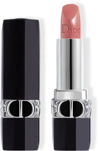 Christian Dior Rouge 100 - Satin Finish Cream Lipstick - Lippenstifte: Hochwertiger Jojoba-Lippenstift mit satinierter Textur, bietet einen eleganten Nude-Look und ist nachfüllbar für nachhaltigen Genuss.