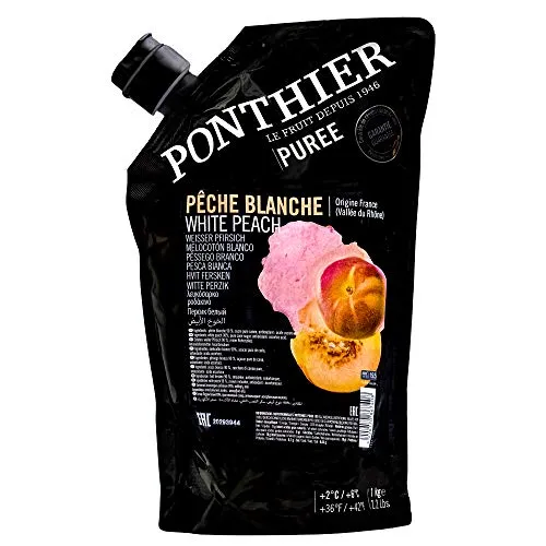 Food-United PFIRSICH WEISS PÜREE 1KG - Brotaufstriche mit hochwertigem Frucht-Püree aus weißen Pfirsichen für vielseitige Desserts, Smoothies und Cocktails – ideal für kreative Küchen.