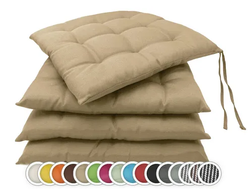 ZOLLNER Stuhlkissen 40 x 40 x 3 cm mit Bindebändern in braun von Zollner