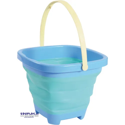 EDUPLAY 160256 Faltbarer Eimer quadratisch 18,5 x 18,5 cm, 4,7-15,5 cm hoch blau