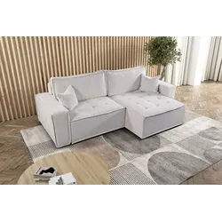 L-förmiges Bohoo-Ecksofa mit Schlaffunktion – Hellbeige Rechts